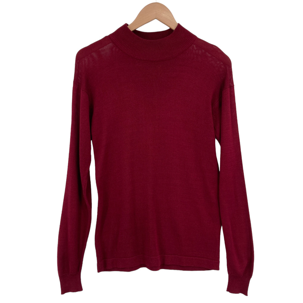 Talbots Sweater Womens Small Burgundy Knit Silk Raglan Sleeve Mock Neck Pullover